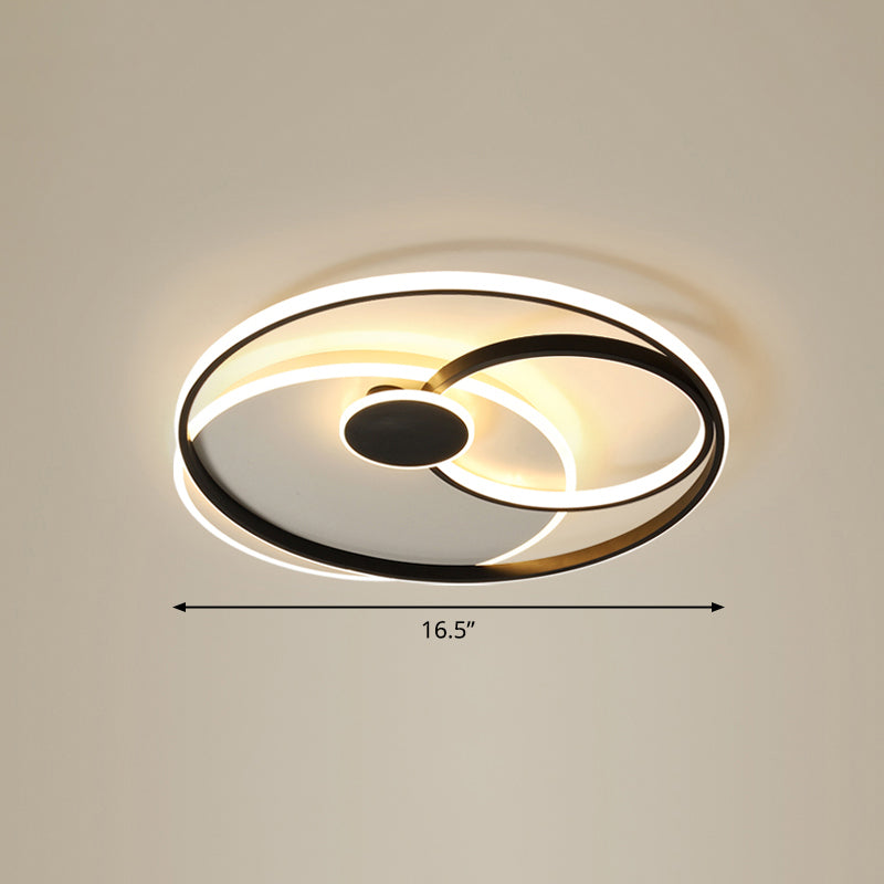 Nordic Metal LED Ceiling Flush Light - Circle Design in Black & White