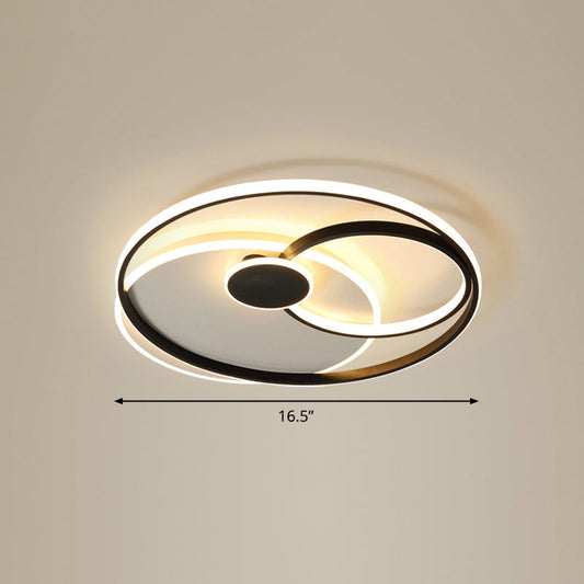 Nordic Metal LED Ceiling Flush Light - Circle Design in Black & White