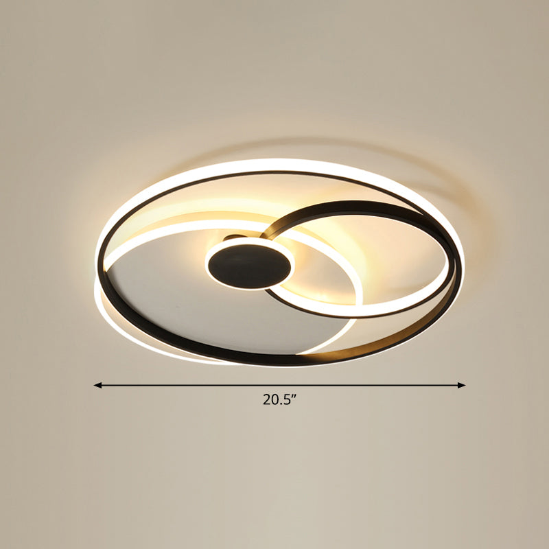 Nordic Metal LED Ceiling Flush Light - Circle Design in Black & White