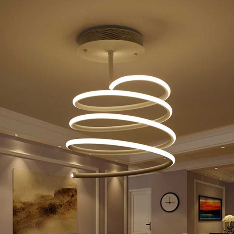 Plafonnier semi-encastré en spirale acrylique à LED en blanc chaud