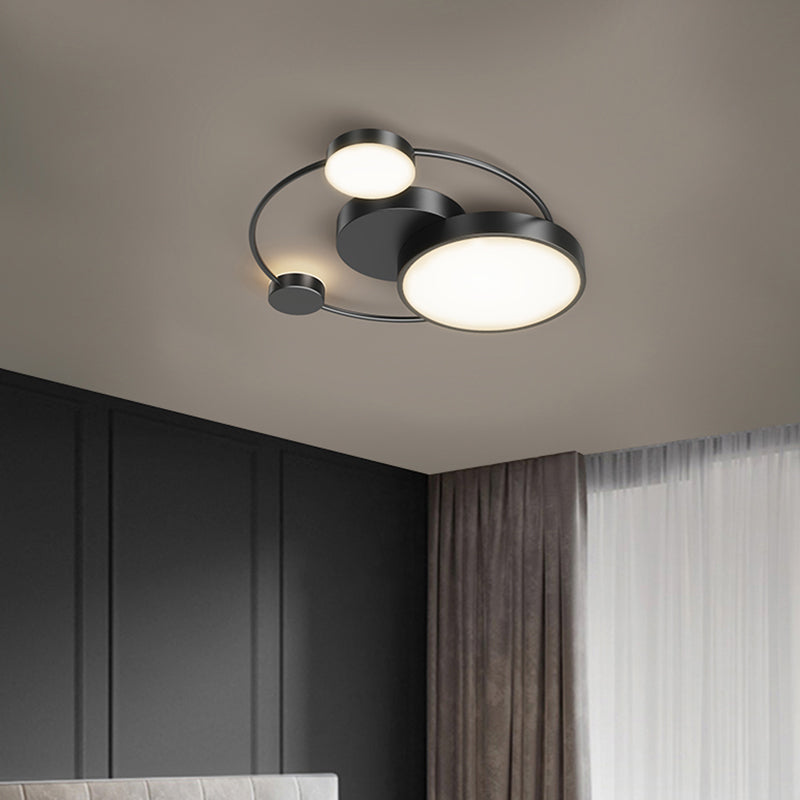 Sleek LED Flush Mount Ceiling Light with Orbit-inspired Design and Acrylic Shade
