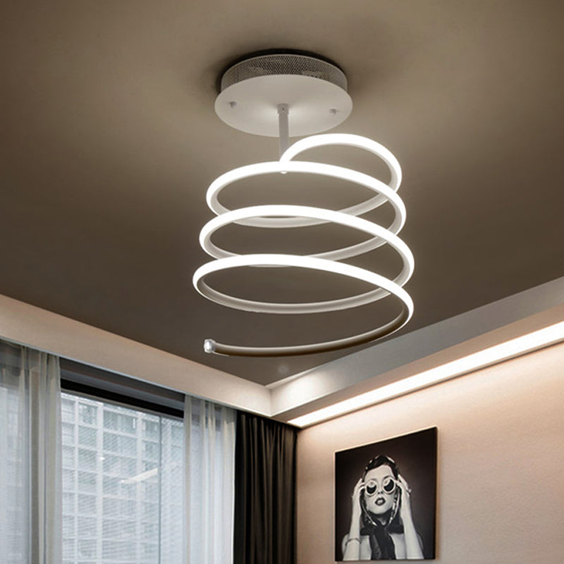 Plafonnier semi-encastré en spirale acrylique à LED en blanc chaud