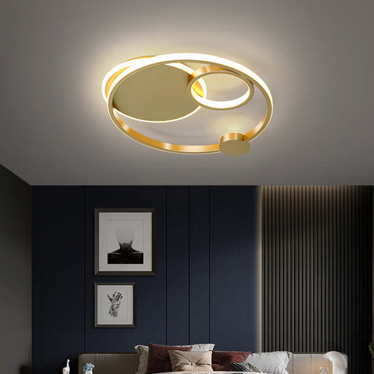 Postmodern Multi-Ring Metal LED Flush Mount Ceiling Lamp for Bedroom