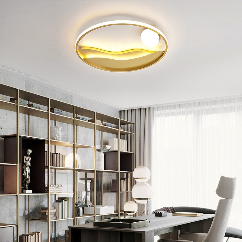 Plafonnier LED en métal Sunset &amp; Sea avec anneau Halo pour montage encastré dans la chambre