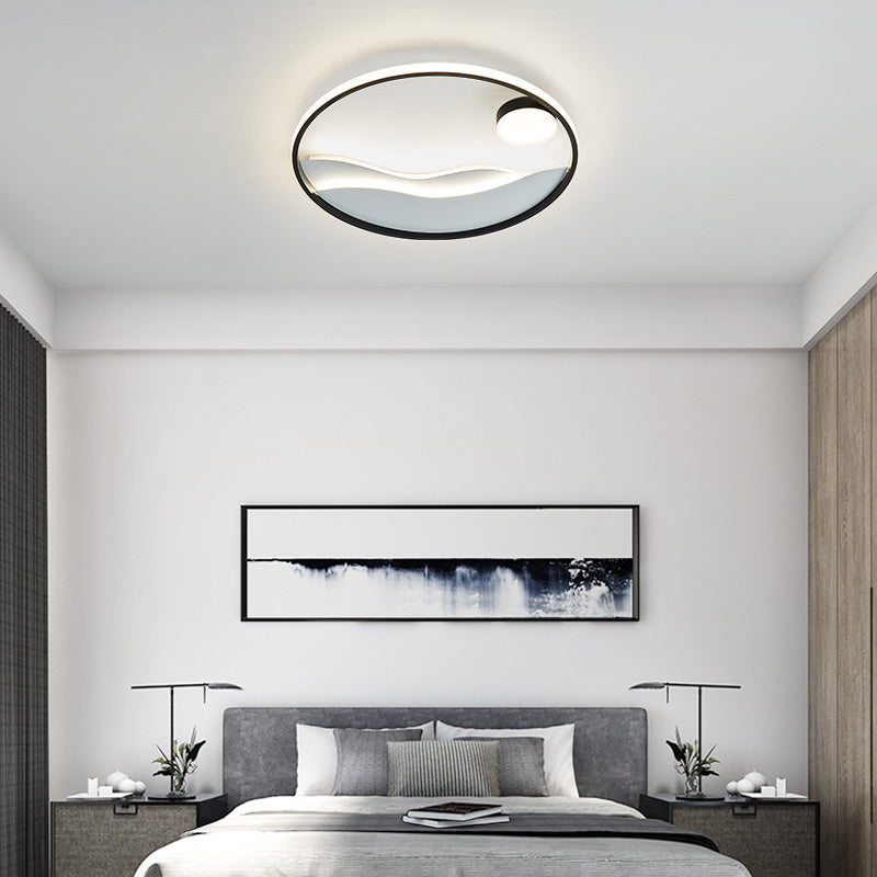 Plafonnier LED en métal Sunset &amp; Sea avec anneau Halo pour montage encastré dans la chambre