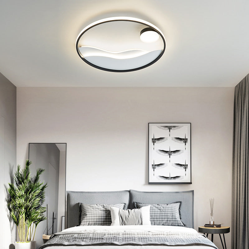 Plafonnier LED en métal Sunset &amp; Sea avec anneau Halo pour montage encastré dans la chambre