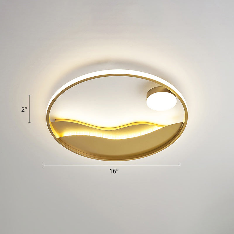 Plafonnier LED en métal Sunset &amp; Sea avec anneau Halo pour montage encastré dans la chambre