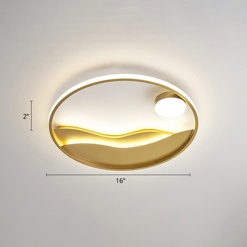 Plafonnier LED en métal Sunset &amp; Sea avec anneau Halo pour montage encastré dans la chambre