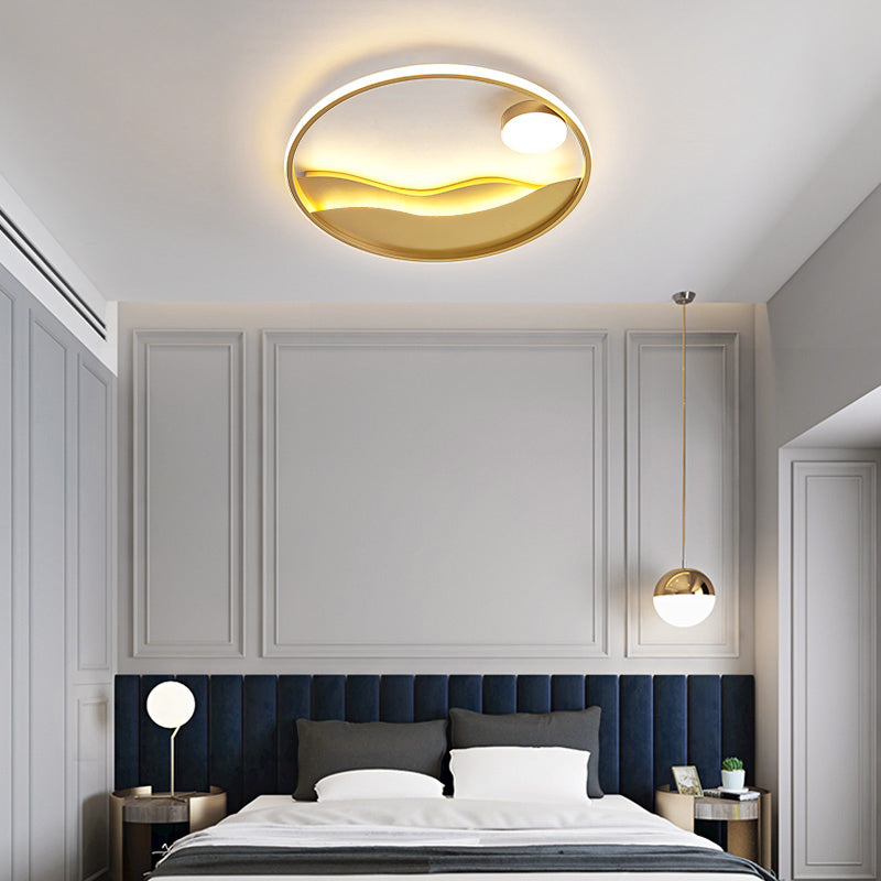 Plafonnier LED en métal Sunset &amp; Sea avec anneau Halo pour montage encastré dans la chambre