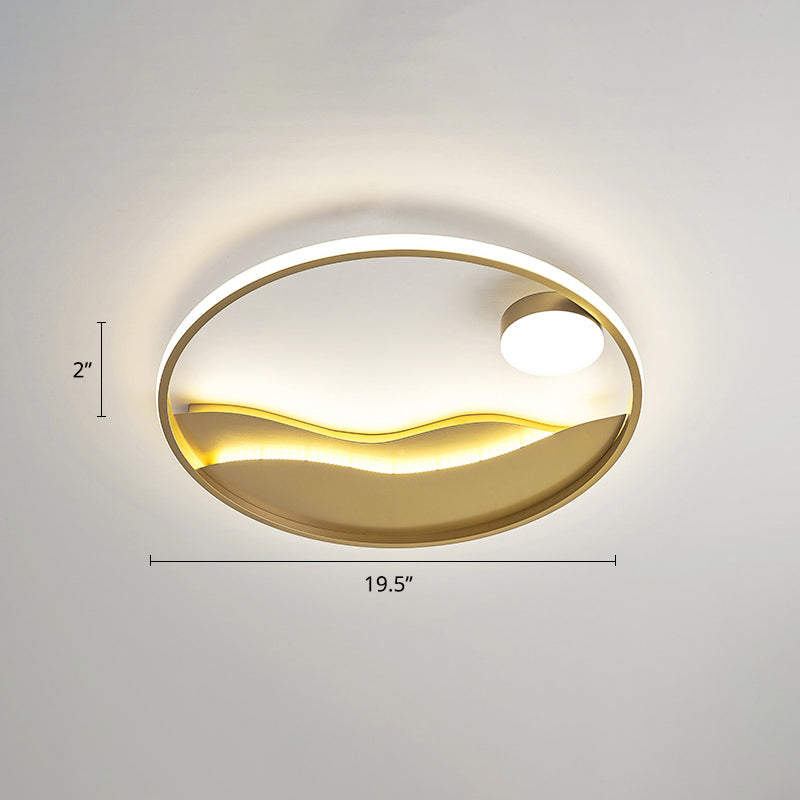 Plafonnier LED en métal Sunset &amp; Sea avec anneau Halo pour montage encastré dans la chambre