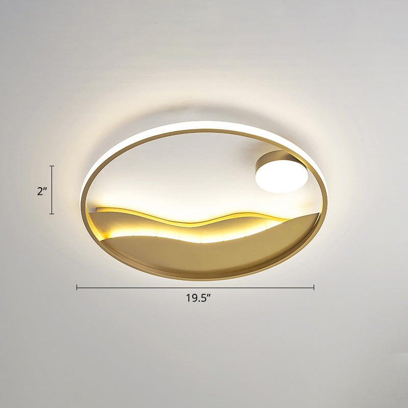 Plafonnier LED en métal Sunset &amp; Sea avec anneau Halo pour montage encastré dans la chambre