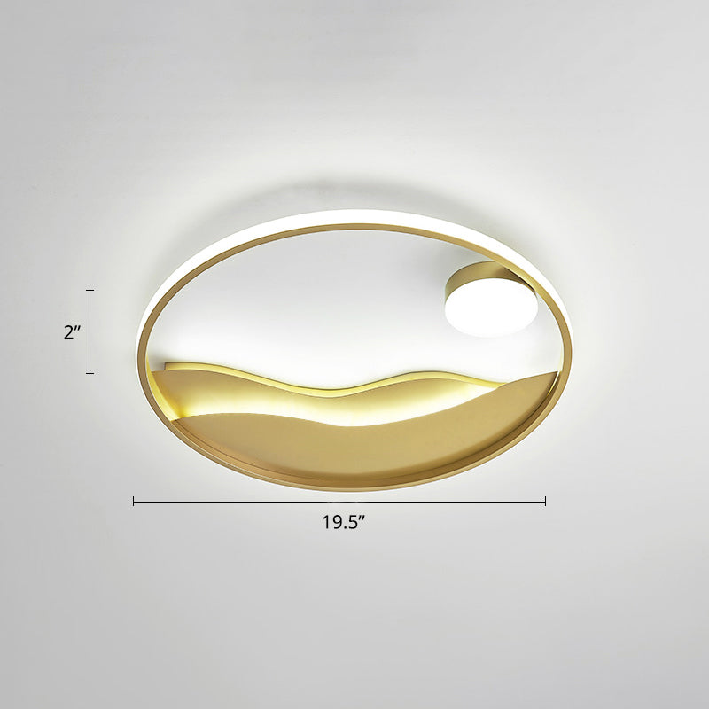 Plafonnier LED en métal Sunset &amp; Sea avec anneau Halo pour montage encastré dans la chambre