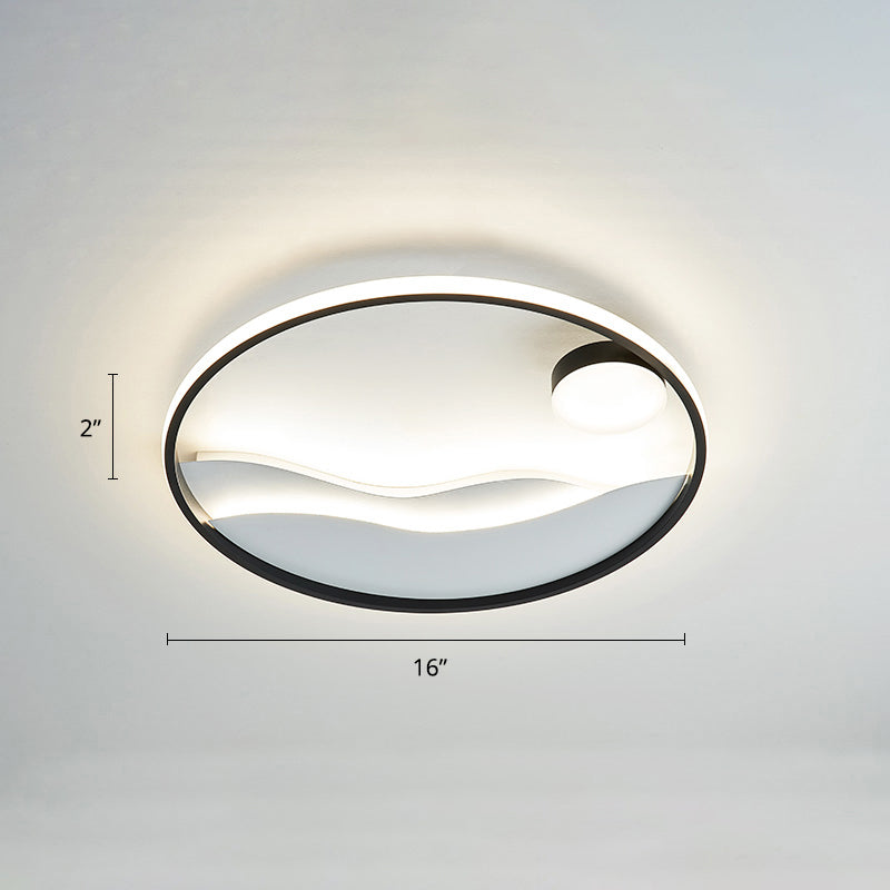 Plafonnier LED en métal Sunset &amp; Sea avec anneau Halo pour montage encastré dans la chambre