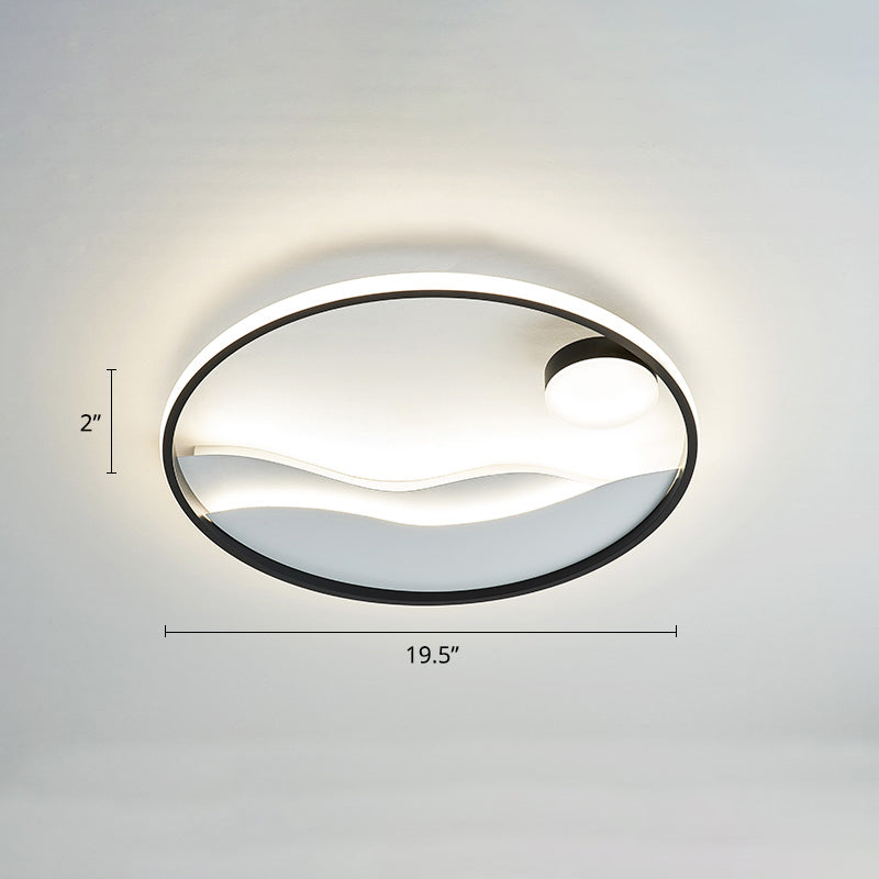 Plafonnier LED en métal Sunset &amp; Sea avec anneau Halo pour montage encastré dans la chambre