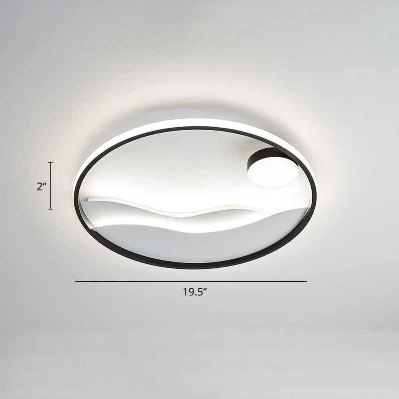 Plafonnier LED en métal Sunset &amp; Sea avec anneau Halo pour montage encastré dans la chambre