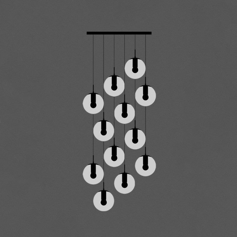 Minimalist Black Globe Pendant Light with Cream Glass - Ideal for Stairways