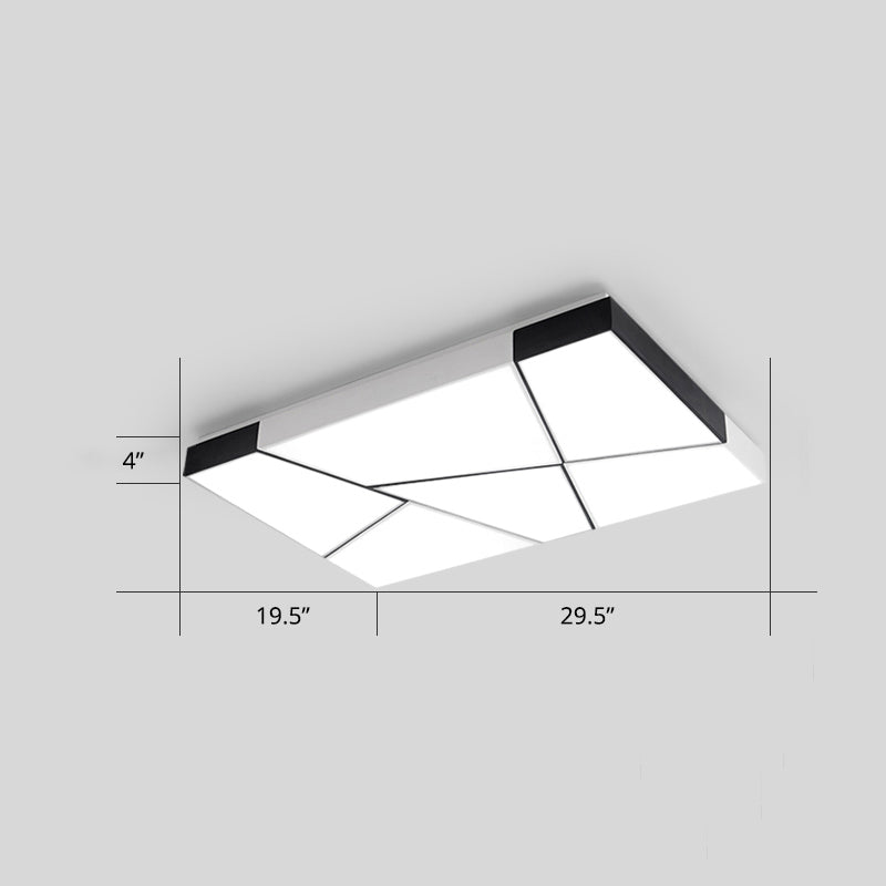 Modern Minimalist LED Ceiling Lamp: Black-White Acrylic Flush Mount Light for Living Room