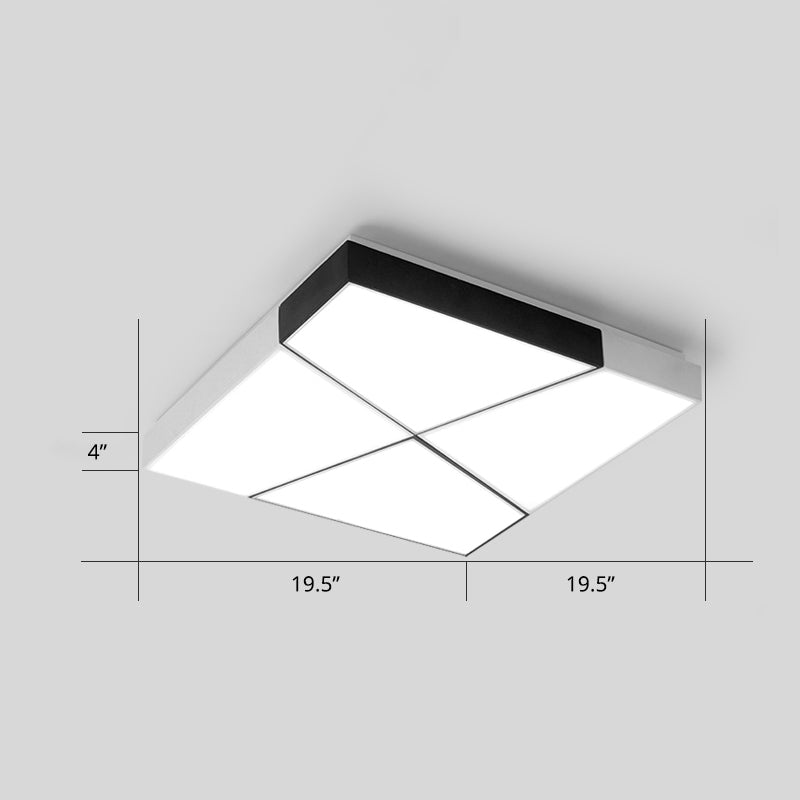 Modern Minimalist LED Ceiling Lamp: Black-White Acrylic Flush Mount Light for Living Room