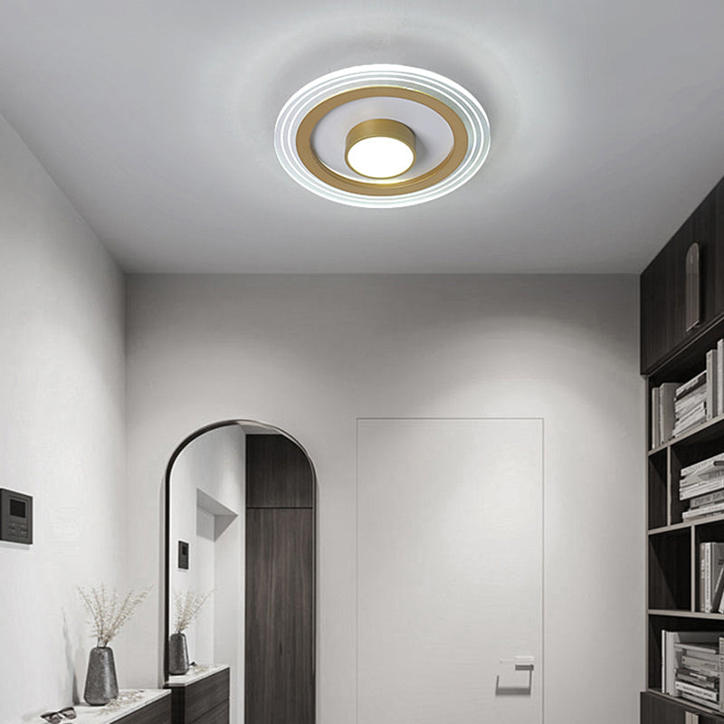 Minimalist Gold LED Flushmount Foyer Light – Small Acrylic Ceiling Flush Mount
