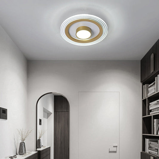 Minimalist Gold LED Flushmount Foyer Light – Small Acrylic Ceiling Flush Mount