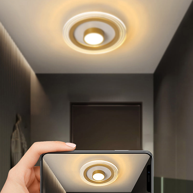 Minimalist Gold LED Flushmount Foyer Light – Small Acrylic Ceiling Flush Mount