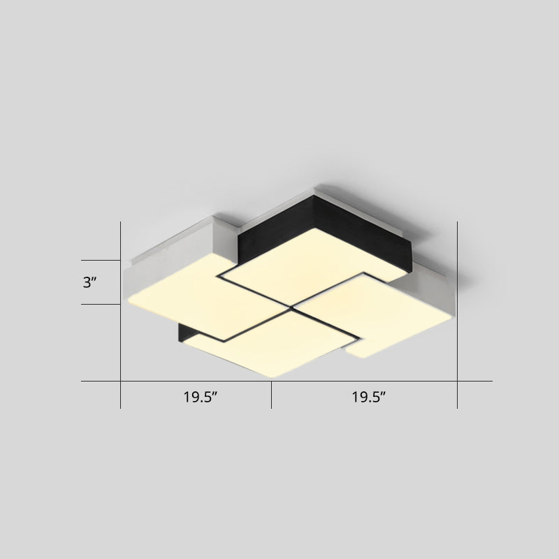 Modern LED Pinwheel Flush Mount Nordic Ceiling Light for Bedroom - Black and white Metal Finish