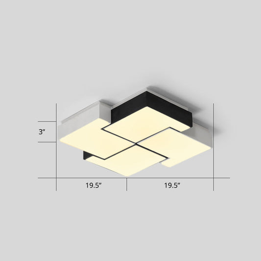 Modern LED Pinwheel Flush Mount Nordic Ceiling Light for Bedroom - Black and white Metal Finish