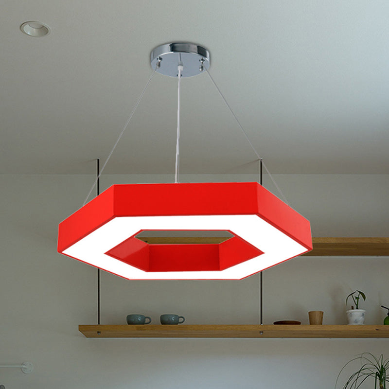 Honeycomb Led Pendant Light In Contemporary Green/Blue/Red With White/Warm/Natural Glow Red / White