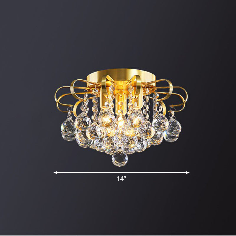 Beauté de la chambre à coucher en cristal : plafonnier encastré post-moderne à boules à facettes transparentes avec motif floral 