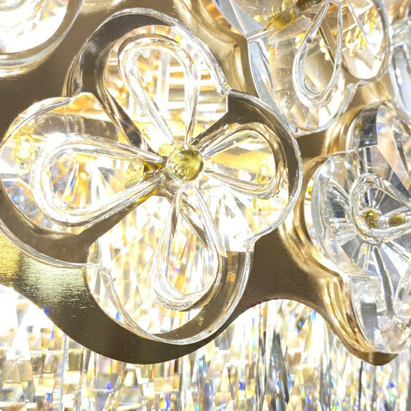 Opulent Crystal Drum Shaped 3-Light Ceiling Light for Bedrooms - Minimalist Clear Flush Mount
