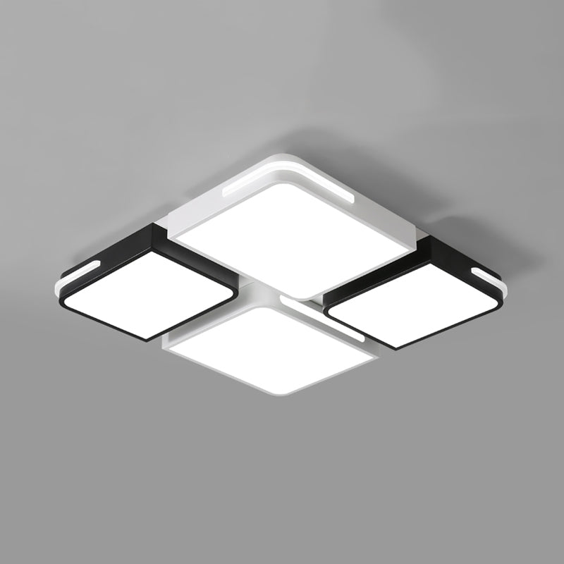 Contemporary Square/Rectangle Acrylic Flush Pendant Light - LED White Flush Mount Lighting (21.5"/37.5" Width) - White/Warm Lighting