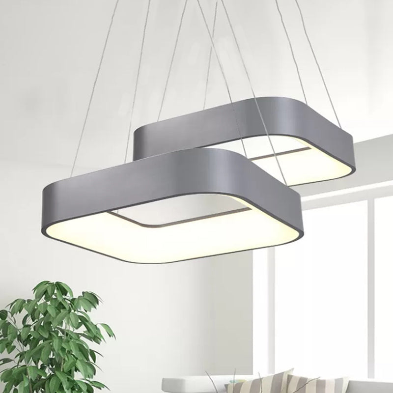 Metal Pendant Ceiling Light - Simple 1 Head in Gray/White with Warm/White/Third Gear Light - 18"/23.5" Wide