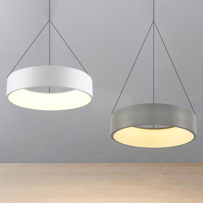 Metal Pendant Ceiling Light - Simple 1 Head in Gray/White with Warm/White/Third Gear Light - 18"/23.5" Wide