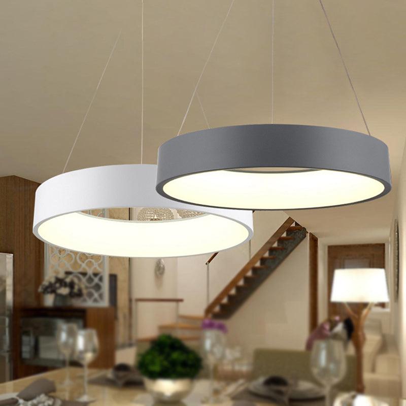 Metal Pendant Ceiling Light - Simple 1 Head in Gray/White with Warm/White/Third Gear Light - 18"/23.5" Wide
