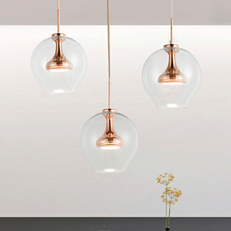 Contemporary Clear Glass Pendant Light: Sphere-Shaped, LED Hanging Lamp Kit in White/Warm Light with Nickle, Gold, or Rose Gold Finish
