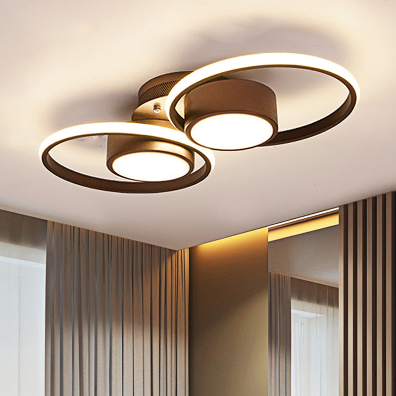 Contemporary LED Ceiling Light with Acrylic Shade Available in Warm/White Light - 2/4/6 Lights Flush Mount Fixture in Brown Round Design