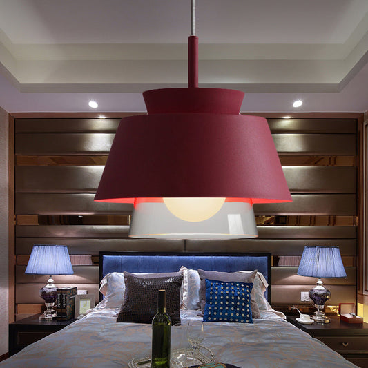 Blue/Green Tapered Hanging Light Macaron Pendant Lamp for Dining Room