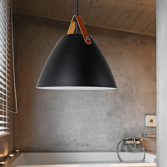Modern Nordic Curved Coolie Pendant Light - Aluminum Hanging Lamp Single Black/Blue/Grey/Pink/White