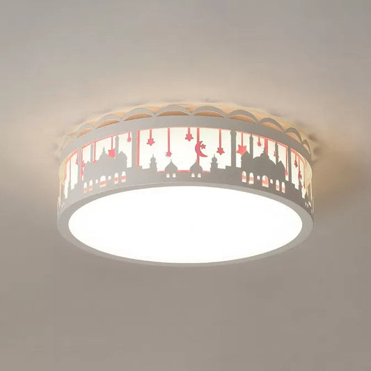 Castle Metal Flush Ceiling Light - Modern Style Lamp for Kids Bedroom