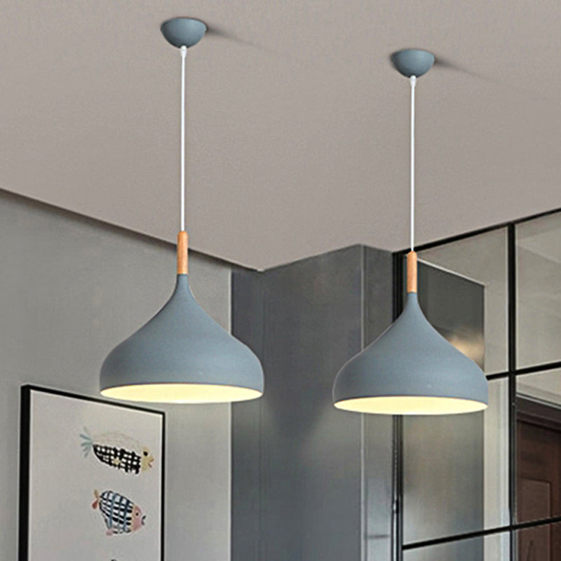 Suspension en métal de style nordique en forme de larme - 1 lumière noir/blanc/doré - Disponible en 9,5"/12,5"/14"W