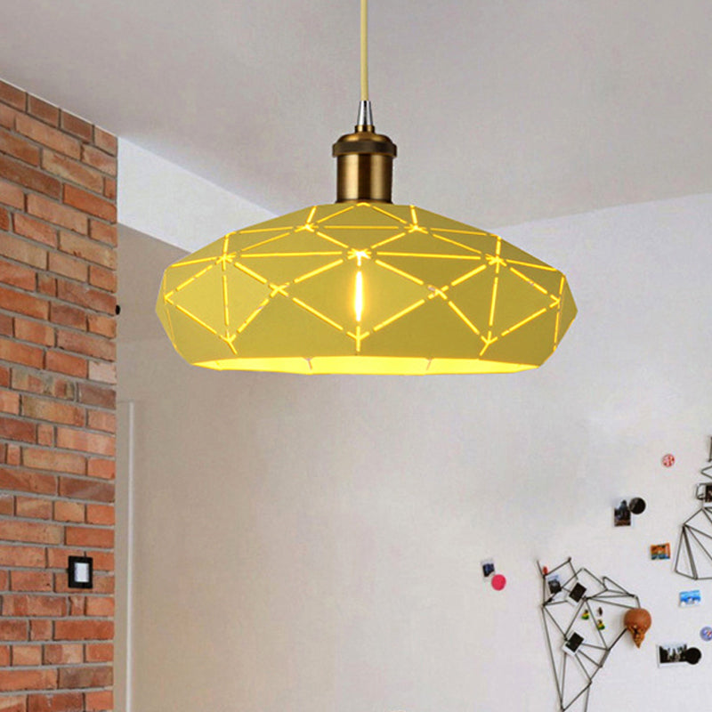 Metal Pendant Light With Macaron Facet Cap - Perfect For Kindergarten Yellow / 12