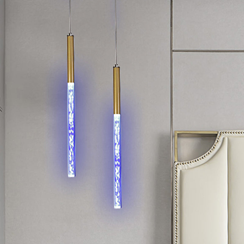 Modern Crystal Hanging Pendant Light - 1-Light Gold Ceiling Lamp for Bars - Warm/White/Purple Light