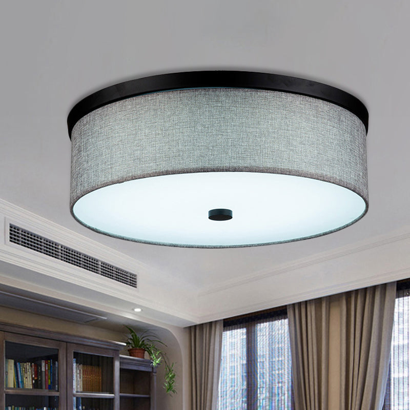 Modern Grey Drum Ceiling Mounted LED Flush Mount Lamp, 16"/19.5" Dia