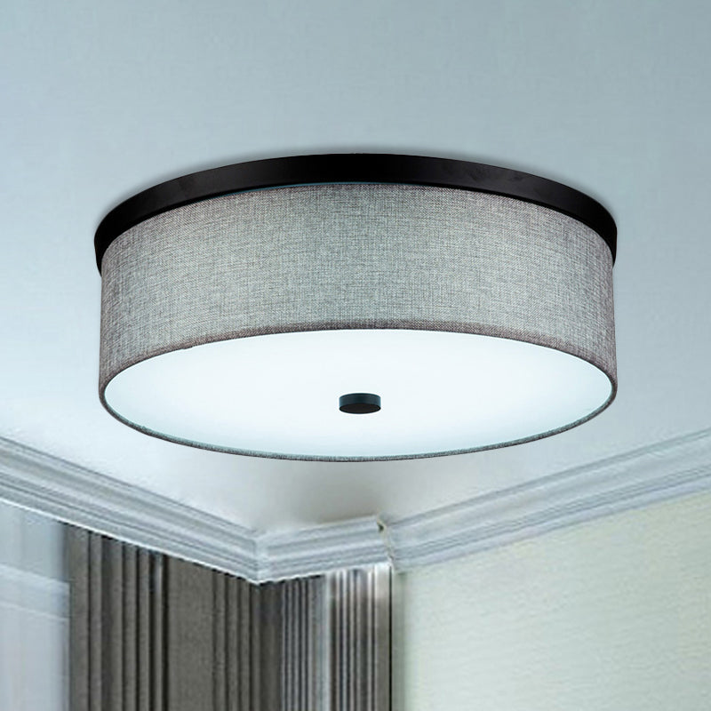 Modern Grey Drum Ceiling Mounted LED Flush Mount Lamp, 16"/19.5" Dia