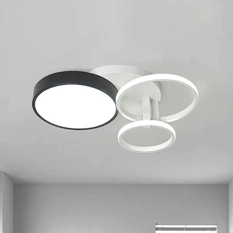 Modern Black Acrylic Ceiling Mounted Light for Living Room - Circular, Close to Ceiling Design with 3/5 Lights