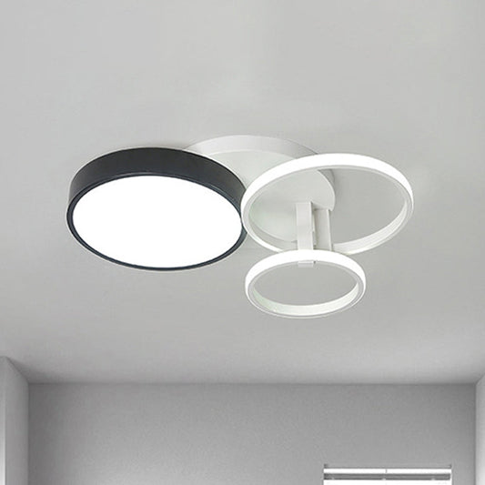Modern Black Acrylic Ceiling Mounted Light for Living Room - Circular, Close to Ceiling Design with 3/5 Lights