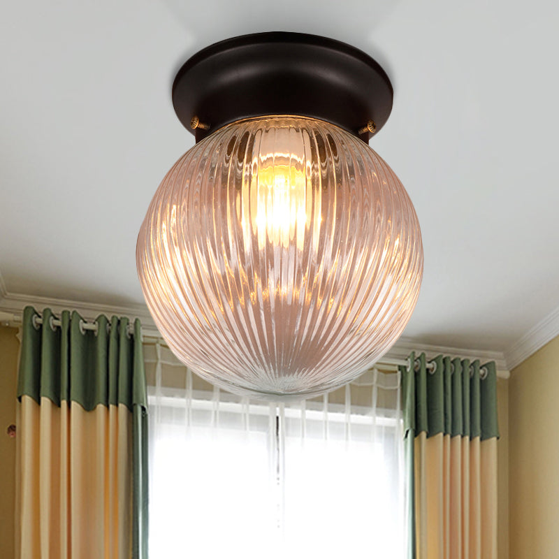 Modern Black Ball Flush Mount Ceiling Light with Clear Glass - 1 Light Fixture