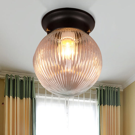 Modern Black Ball Flush Mount Ceiling Light with Clear Glass - 1 Light Fixture
