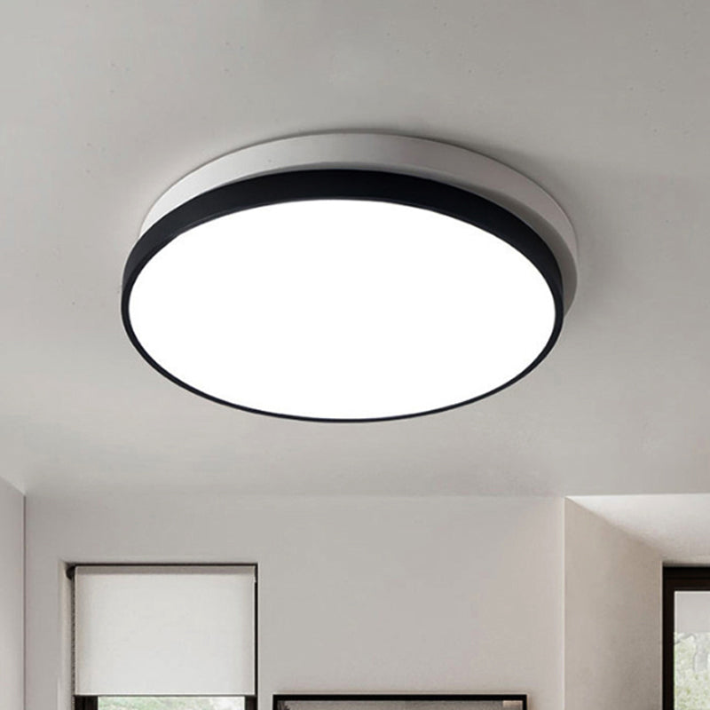 Modern Metal Flush Mount Ceiling Light Fixture with LED, Acrylic Shade - Black, 11"/15"/19" Diameter