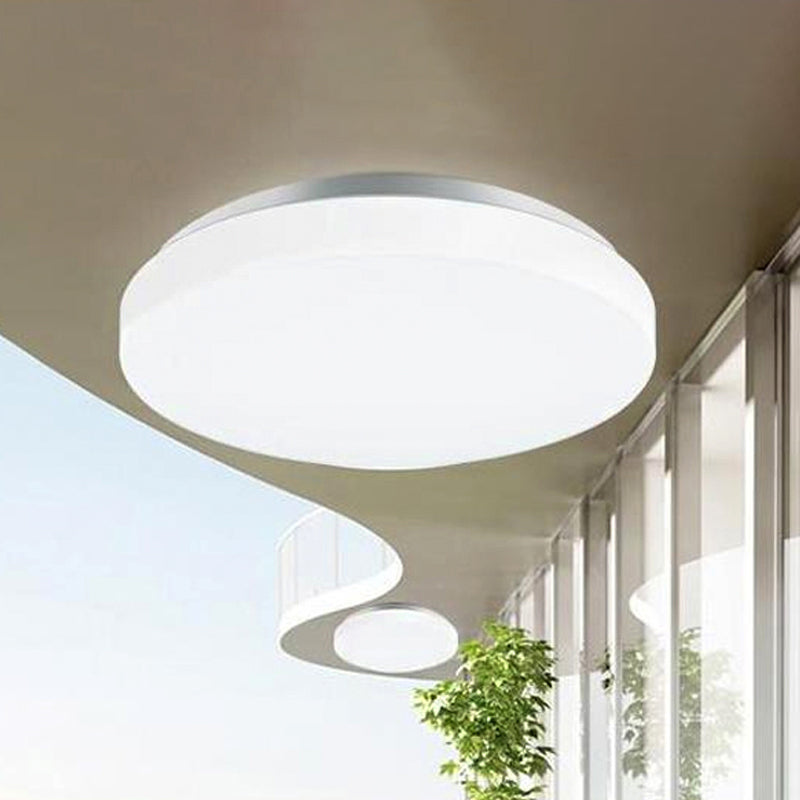Modern Round LED Ceiling Light with Acrylic Shade - Metal White, 7.5"/9"/12" Dia - Flush Mount Fixture for Bedroom